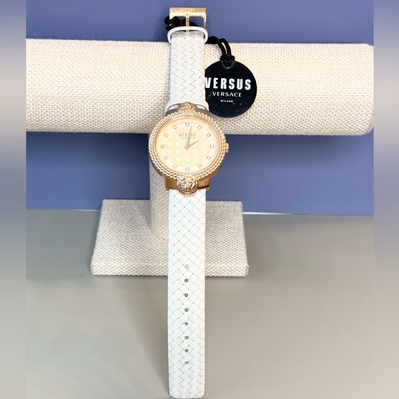 Versus Versace Rose Gold Montorgueil Crystal Index Beige Band Watch, 38mm - Picture 10 of 10